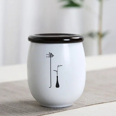 1 buc. Alb Zen mic din ceramică acasă Ganoderma Lucidum ceai boabe de cafea biscuiți bomboane borcane sigilate pastile pulbere rezervor ceramică