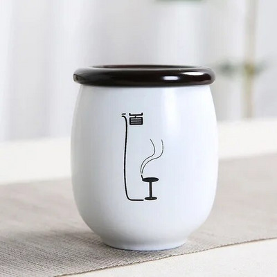 1 buc. Alb Zen mic din ceramică acasă Ganoderma Lucidum ceai boabe de cafea biscuiți bomboane borcane sigilate pastile pulbere rezervor ceramică