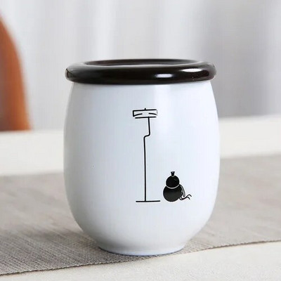 1 buc. Alb Zen mic din ceramică acasă Ganoderma Lucidum ceai boabe de cafea biscuiți bomboane borcane sigilate pastile pulbere rezervor ceramică