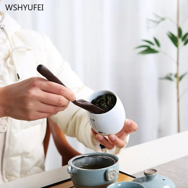 1 buc. Alb Zen mic din ceramică acasă Ganoderma Lucidum ceai boabe de cafea biscuiți bomboane borcane sigilate pastile pulbere rezervor ceramică