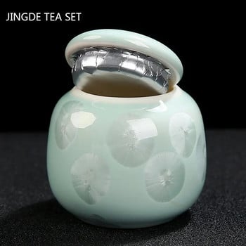 Κεραμικό Crystal Glaze Small Tea Caddy Φορητό βάζο αποθήκευσης καφέ Βάζο κουζίνας Βάζο τσαγιού Μπαχαρικά Ανθεκτική σε υγρασία Δεξαμενή σετ τσαγιού προμήθειες