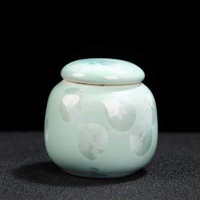 Keraamiline kristallglasuur Väike Tee Caddy Kaasaskantav Kohvihoidja Purk Köök Teepurk Vürtsid Niiskuskindel paak Teekomplekt Tarvikud