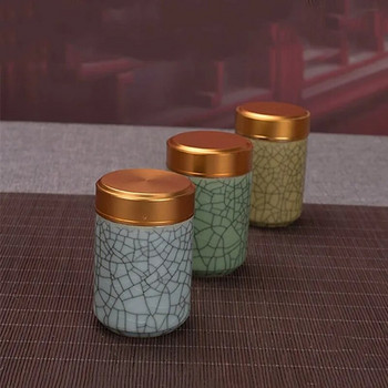 Ceramic Tea Caddy Mini Storage Boxes Σφραγισμένα κουτιά καφέ σε σκόνη Δοχείο Φύλλα τσαγιού Φορητό κουτί τσαγιού Organizer Εκλεκτό σετ τσαγιού