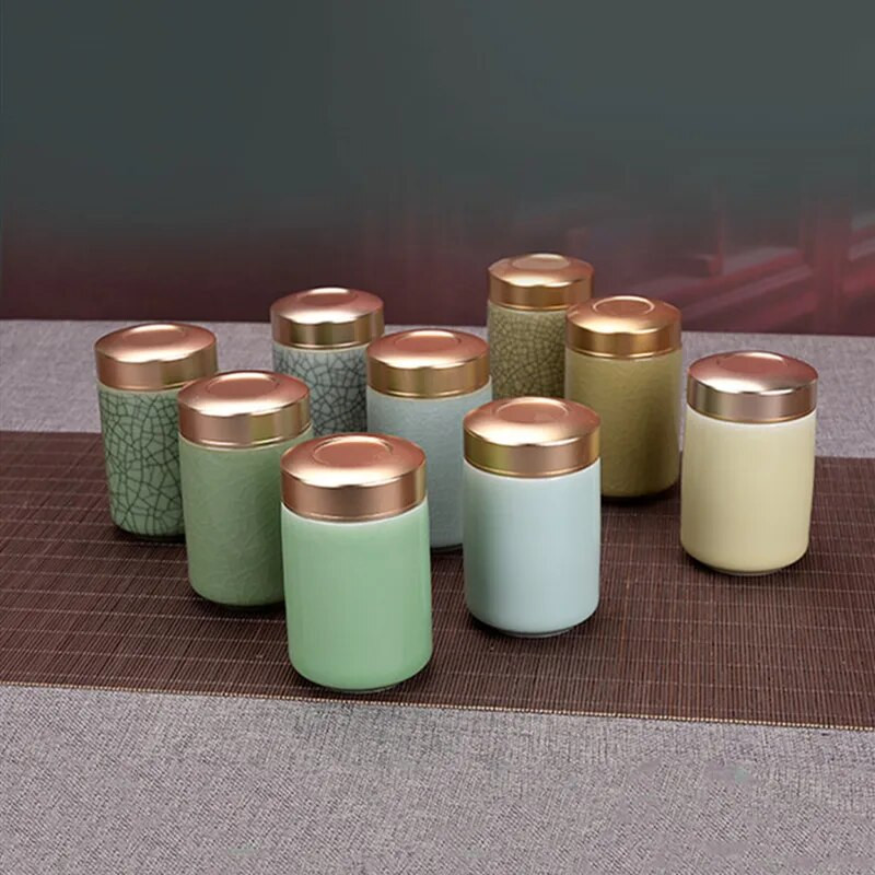 Keraamiline Tee Caddy Mini hoiukarbid Suletud kohvipulbripurgid Teelehed konteiner Kaasaskantav teekarp Korraldaja Peen teekomplekt