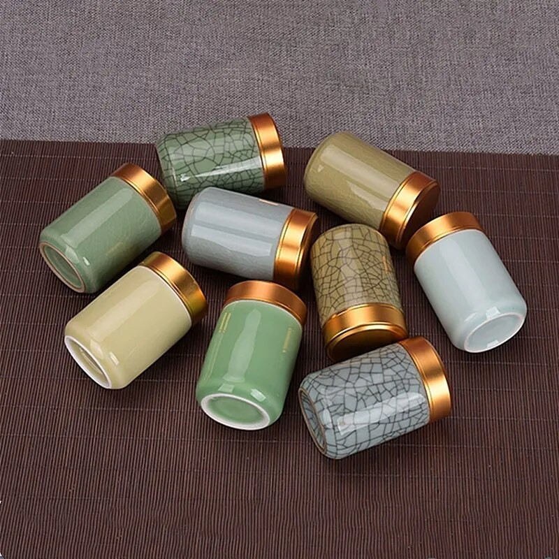 Keraamiline Tee Caddy Mini hoiukarbid Suletud kohvipulbripurgid Teelehed konteiner Kaasaskantav teekarp Korraldaja Peen teekomplekt