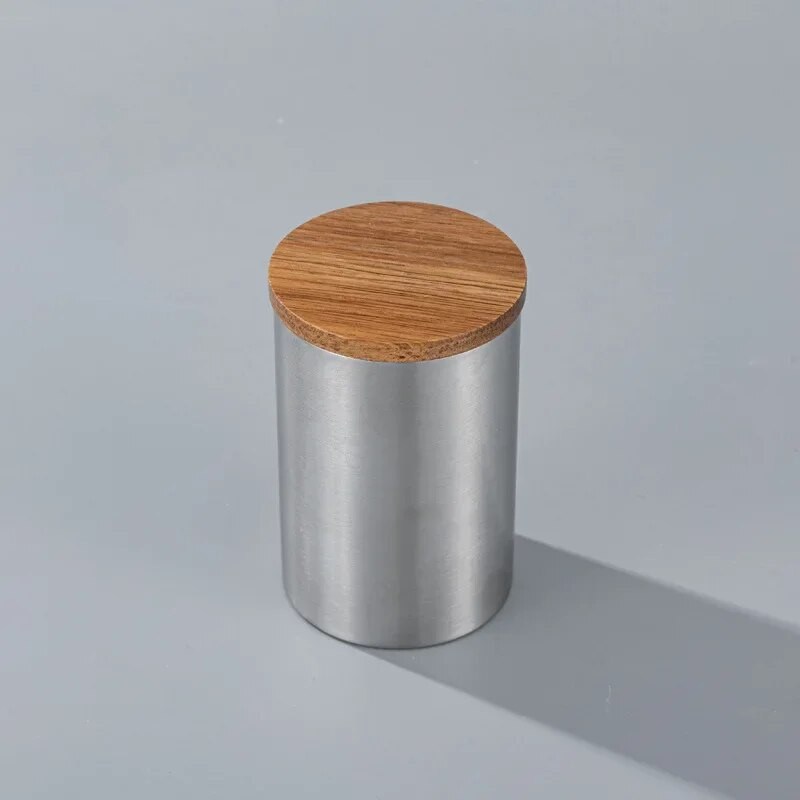 304 kanistri od nehrđajućeg čelika s poklopcem od bambusa, hermetički zatvorena posuda za pohranu hrane s poklopcem na otvaranje, staklenka za pohranu hrane za kuhinju