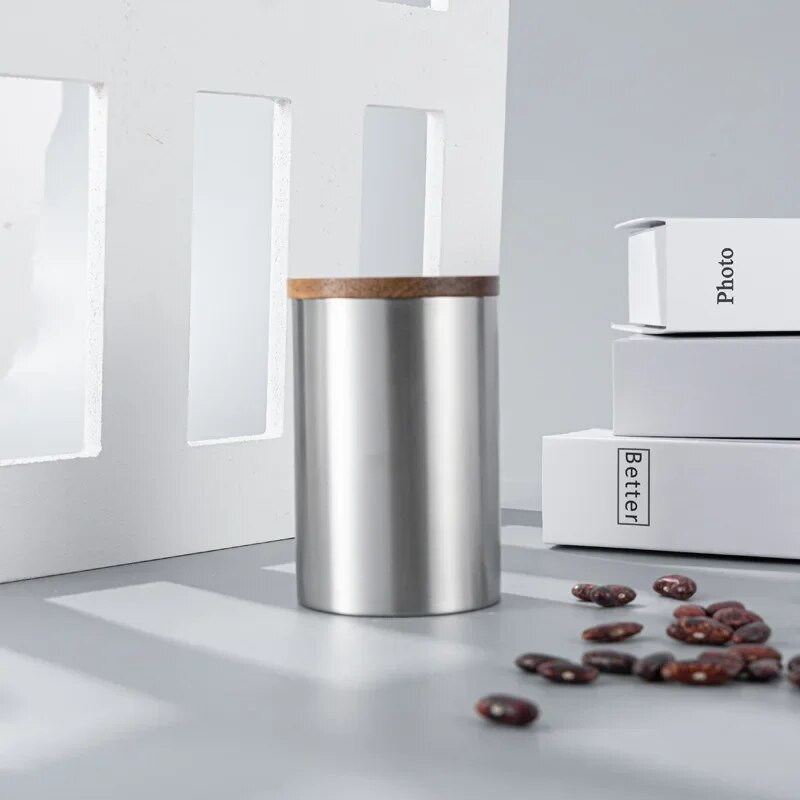 304 kanistri od nehrđajućeg čelika s poklopcem od bambusa, hermetički zatvorena posuda za pohranu hrane s poklopcem na otvaranje, staklenka za pohranu hrane za kuhinju