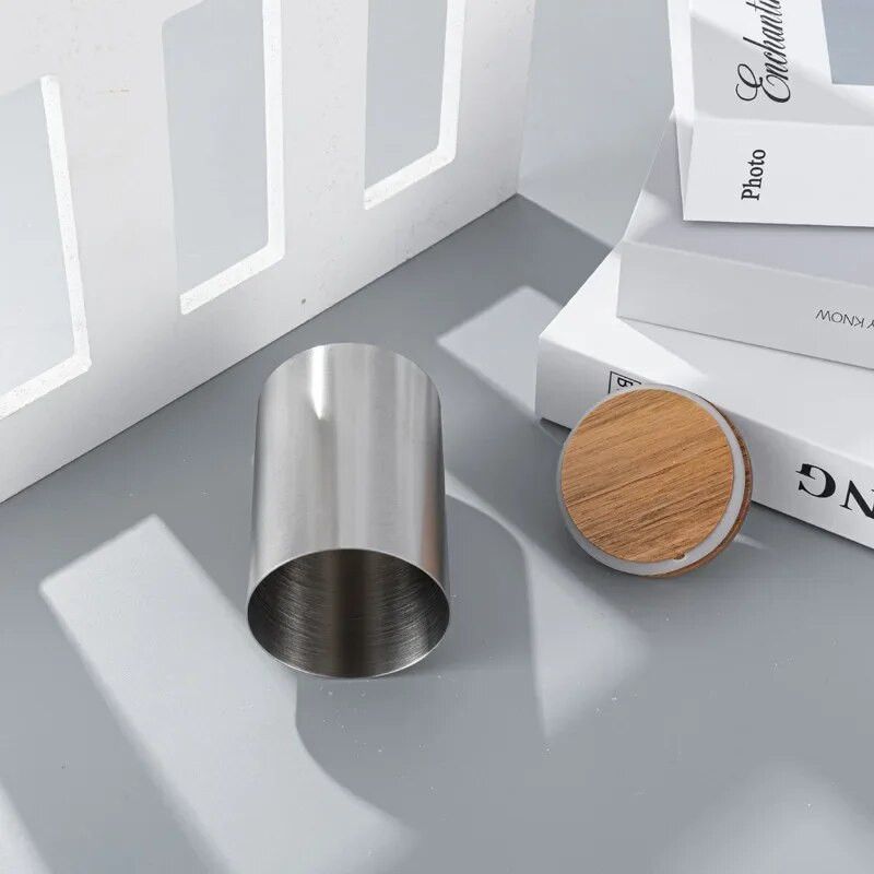 304 kanistri od nehrđajućeg čelika s poklopcem od bambusa, hermetički zatvorena posuda za pohranu hrane s poklopcem na otvaranje, staklenka za pohranu hrane za kuhinju