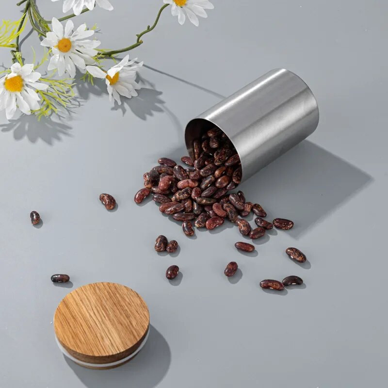 304 kanistri od nehrđajućeg čelika s poklopcem od bambusa, hermetički zatvorena posuda za pohranu hrane s poklopcem na otvaranje, staklenka za pohranu hrane za kuhinju