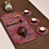 Kínai teásalátét teástálca teásalátét kis asztali zászló szövet teaalátét száraz teafőző retro teaalátét 12X13cm 2db