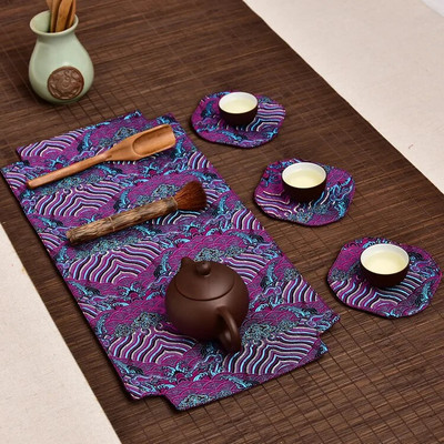 Kínai teásalátét teástálca teásalátét kis asztali zászló szövet teaalátét száraz teafőző retro teaalátét 12X13cm 2db