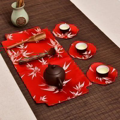 Kínai teásalátét teástálca teásalátét kis asztali zászló szövet teaalátét száraz teafőző retro teaalátét 12X13cm 2db