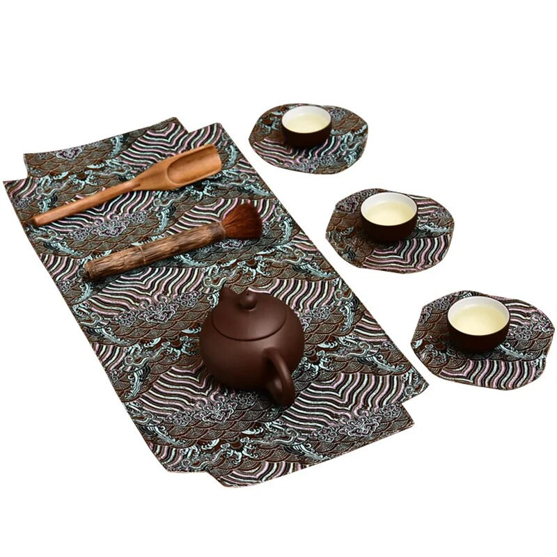 Kínai teásalátét teástálca teásalátét kis asztali zászló szövet teaalátét száraz teafőző retro teaalátét 12X13cm 2db