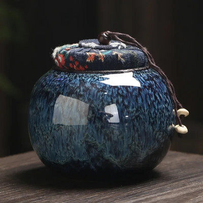 Keraamiline teepurk, puuvillane kate Niiskuskindel suletud purk tee teekarp hoiupaak teekonteiner Teekorgija hoiukarp