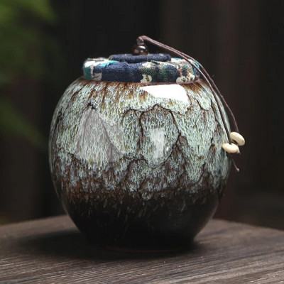 Keraamiline teepurk, puuvillane kate Niiskuskindel suletud purk tee teekarp hoiupaak teekonteiner Teekorgija hoiukarp