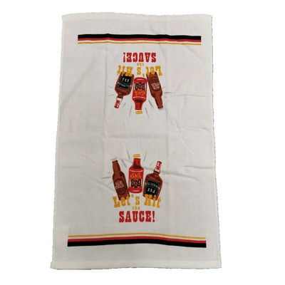 1 τεμ 41x66 εκ. Παχύ βαμβακερό απορροφητικό λευκό μπάρμπεκιου Μπάρμπεκιου Μπάρμπεκιου Βελούδινη στάμπα πετσέτα κουζίνας