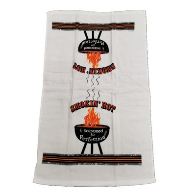 1 τεμ 41x66 εκ. Παχύ βαμβακερό απορροφητικό λευκό μπάρμπεκιου Μπάρμπεκιου Μπάρμπεκιου Βελούδινη στάμπα πετσέτα κουζίνας