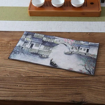 Teerätik Zen värvitud sametist imav teelapp, väike teealus, teekannu kuumakindel matt, teekunst, teetseremoonia tarvikud