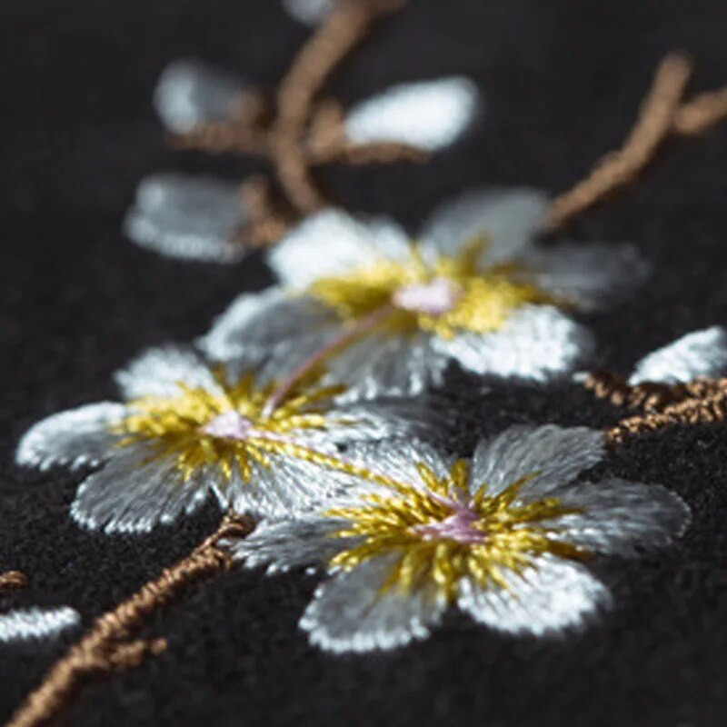 Șervețele de ceai brodate de epocă, pânză, pește, prune, flori, castron, ceainic, prosop de curățare, accesoriu pentru ceremonia ceaiului de birou