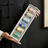 Peen emailitud teepurk metallkaanega keraamiline suletud purgi hoiuämber Väike reisiteekomplekt kommiküpsise säilituspurgi konteiner