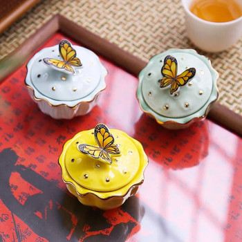 Креативен керамичен запечатан буркан с пеперуда Преносим влагоустойчив буркан за съхранение за пътуване Домашен контейнер за съхранение на кафе и чай Домашен декор