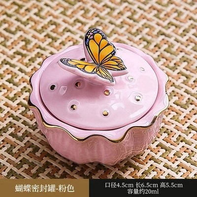 Creative Butterfly keraamiline suletud purk Kaasaskantav reisija niiskuskindel säilituspurk Kodune kohvi-teepurk hoiukonteiner Kodukaunistus