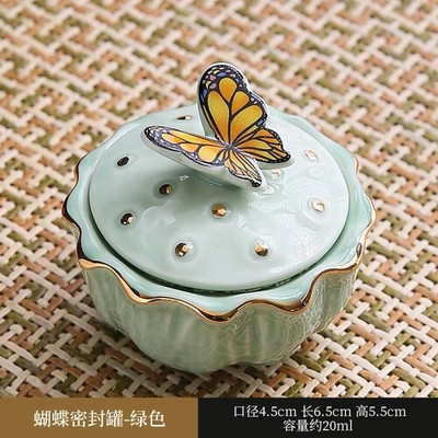 Creative Butterfly keraamiline suletud purk Kaasaskantav reisija niiskuskindel säilituspurk Kodune kohvi-teepurk hoiukonteiner Kodukaunistus