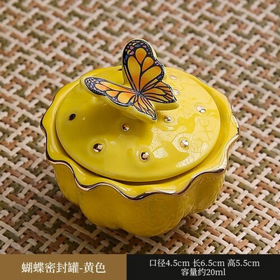 Creative Butterfly keraamiline suletud purk Kaasaskantav reisija niiskuskindel säilituspurk Kodune kohvi-teepurk hoiukonteiner Kodukaunistus