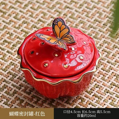 Creative Butterfly keraamiline suletud purk Kaasaskantav reisija niiskuskindel säilituspurk Kodune kohvi-teepurk hoiukonteiner Kodukaunistus
