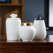 Valge keraamiline purk Väike Tee Caddy suletud purgi hoiupaak Kaasaskantav teepurk Teekonteiner Teekorgija Teekarp Toidu säilituspurgid