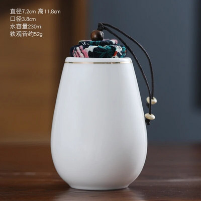 Valge keraamiline purk Väike Tee Caddy suletud purgi hoiupaak Kaasaskantav teepurk Teekonteiner Teekorgija Teekarp Toidu säilituspurgid