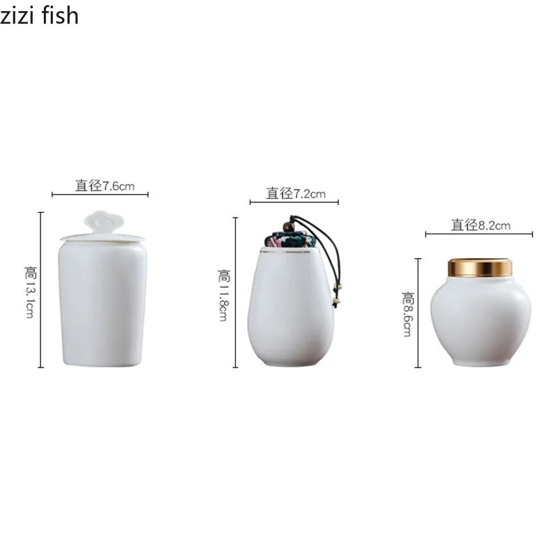 Valge keraamiline purk Väike Tee Caddy suletud purgi hoiupaak Kaasaskantav teepurk Teekonteiner Teekorgija Teekarp Toidu säilituspurgid