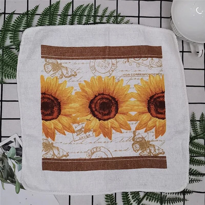 1tk 30x30cm kandiline puu-lill puuvillane froteeprindiga imav köögirätikuga nõude puhastuslapp