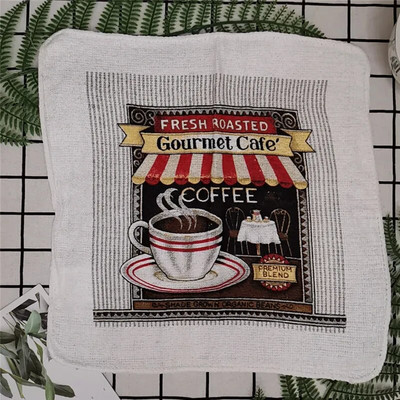 1tk 30x30cm kandiline puu-lill puuvillane froteeprindiga imav köögirätikuga nõude puhastuslapp