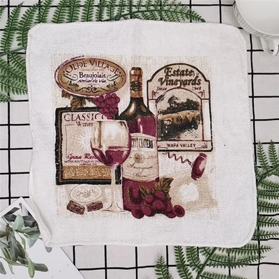 1tk 30x30cm kandiline puu-lill puuvillane froteeprindiga imav köögirätikuga nõude puhastuslapp