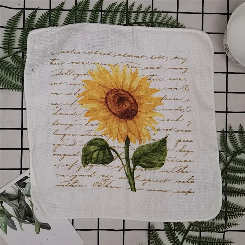 1tk 30x30cm kandiline puu-lill puuvillane froteeprindiga imav köögirätikuga nõude puhastuslapp