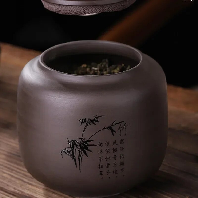 Kanister za kavu u prahu za kućanstvo Čaj od ljubičaste gline Caddy Candy Spremnik za pohranu začina Prijenosna zatvorena staklenka Putna posuda za čaj Kutije za čaj