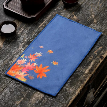 Удебелена абсорбираща кърпа за чаена кърпа от висок клас кунг-фу комплект за чай, специална чаена маса, парцал за повдигане на саксия Хавлиена кърпа, рисувана с дзен