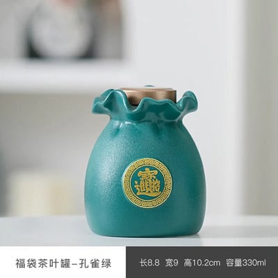 Vanaaegne keraamiline teepurk, suletud Hiina stiilis õnnekoti kujuga säilituspurgi kaunistus koduköök kohv kommid tee korraldaja