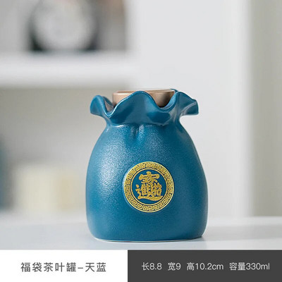 Vanaaegne keraamiline teepurk, suletud Hiina stiilis õnnekoti kujuga säilituspurgi kaunistus koduköök kohv kommid tee korraldaja