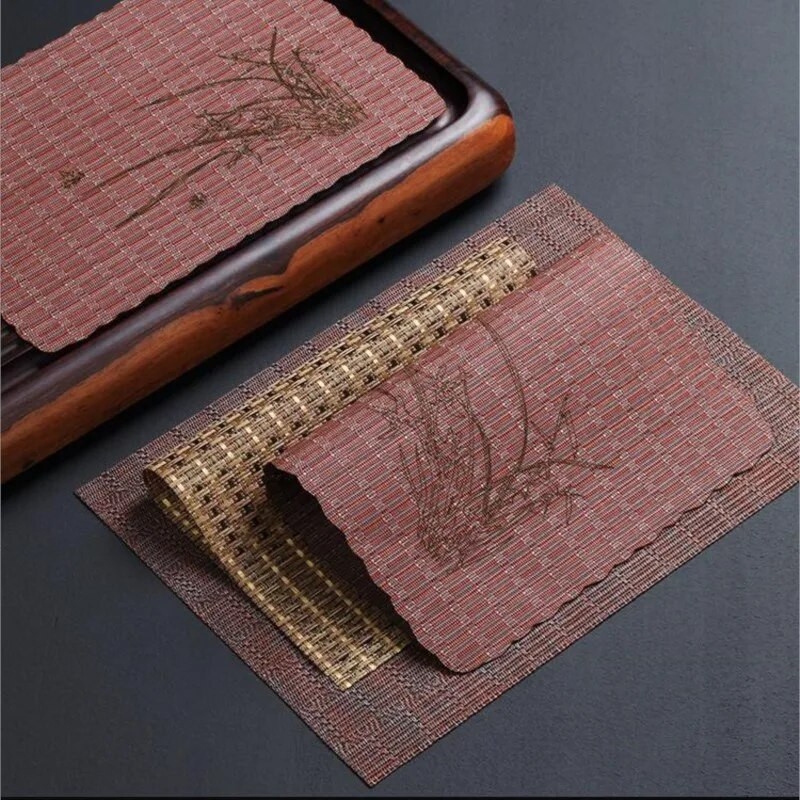 Multifunktsionaalne majapidamises kasutatav teealus Matt Teekangas Creative Teelauamatt Hiina kiust bambusest teealus Teerätikud Teetööriistad LE776