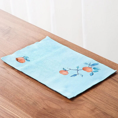 Kínai stílusú színes nyomtatású konyharuha, nedvszívó teásalátét, teáskészlet-tartozékok díszdobozban