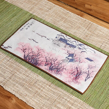 Дебела кърпа за чай от еленова кожа, рисувана абсорбираща кърпа за чай, сервиз за чай Kung Fu, креативна домакинска покривка, 16*29 см