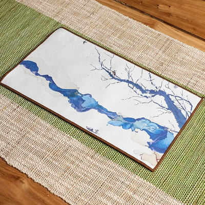 Paks hirvenahast fliisist teelapp, värvitud imav teerätik, Kung Fu teekomplekt, loominguline majapidamislaudlina, 16*29 cm