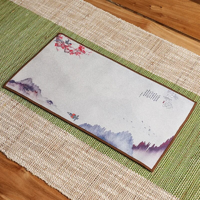 Paks hirvenahast fliisist teelapp, värvitud imav teerätik, Kung Fu teekomplekt, loominguline majapidamislaudlina, 16*29 cm