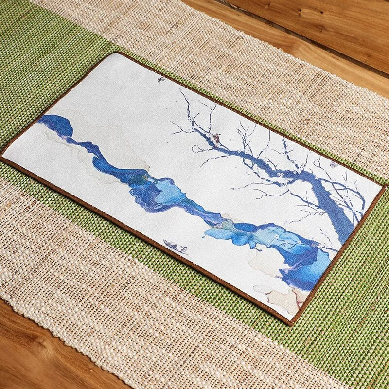 Paks hirvenahast fliisist teelapp, värvitud imav teerätik, Kung Fu teekomplekt, loominguline majapidamislaudlina, 16*29 cm