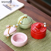 1 vnt Keraminis arbatinukas Arbatos skardinė su dangteliu Maisto indeliai Kosmetikos pakavimo skardinės Losjonų indelis Cukraus indelis Keraminiai virtuvės stiklainiai