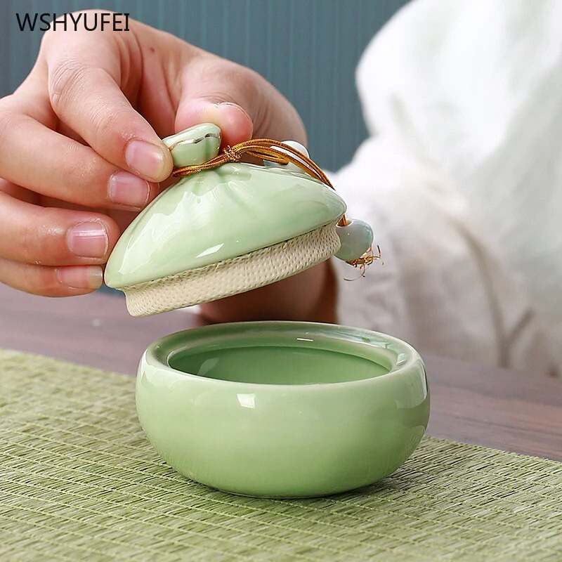 1 vnt Keraminis arbatinukas Arbatos skardinė su dangteliu Maisto indeliai Kosmetikos pakavimo skardinės Losjonų indelis Cukraus indelis Keraminiai virtuvės stiklainiai