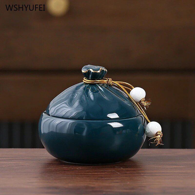 1 vnt Keraminis arbatinukas Arbatos skardinė su dangteliu Maisto indeliai Kosmetikos pakavimo skardinės Losjonų indelis Cukraus indelis Keraminiai virtuvės stiklainiai