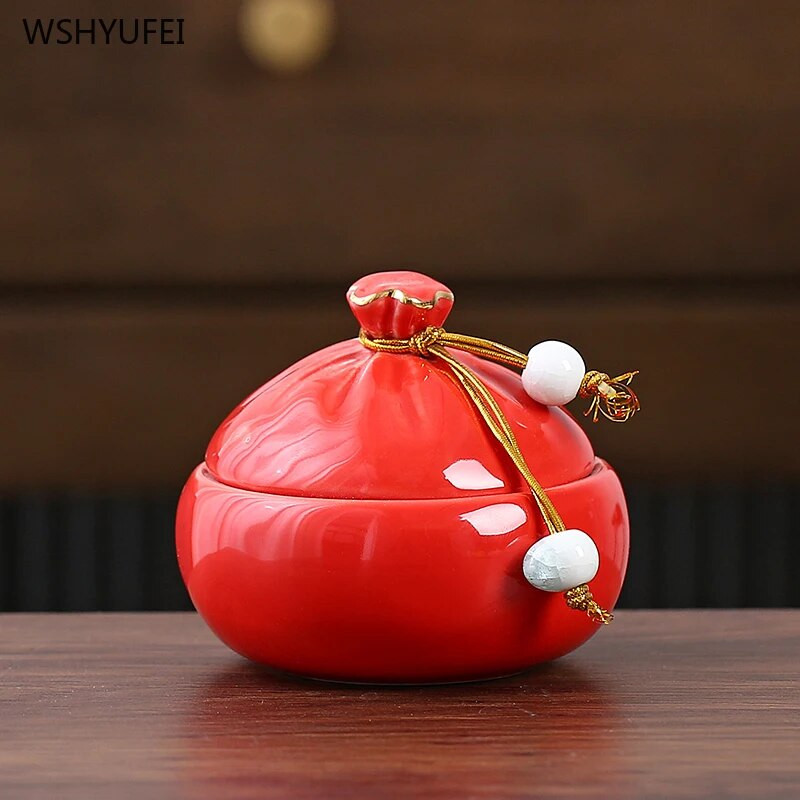 1 vnt Keraminis arbatinukas Arbatos skardinė su dangteliu Maisto indeliai Kosmetikos pakavimo skardinės Losjonų indelis Cukraus indelis Keraminiai virtuvės stiklainiai